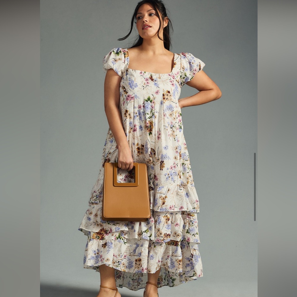 Anthropologie Puff Sleeve Midi Dress - Picture 3 of 14